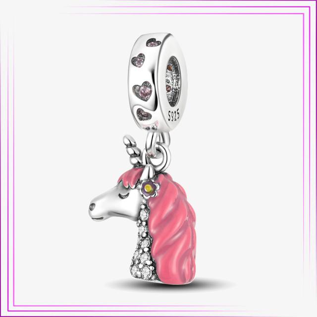 925 Sterling Sølv Hjerte Blomst Luftballong Flamingo Rosa Sjarm Plata De Ley Bil Katt Perle DIY For Originalt Armbånd Smykker