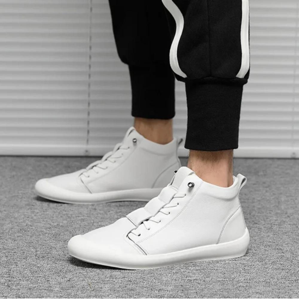 Flat Mens Shoes New Spring Autumn Trend Sports Casual Leather High Top Shoe Men Leather Original Ankle Boots Para Hombre