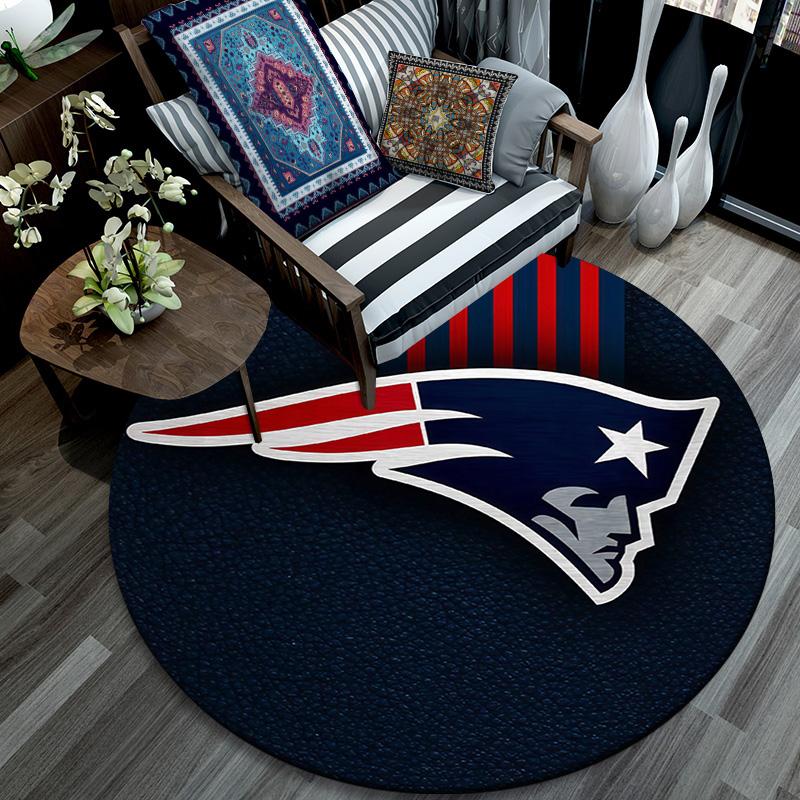 New England Patriots2 Round Area Rug,Carpet Rug for Living Room Bedroom Sofa Playroom Decor,Non-slip Floor Mat