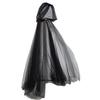 Capa de Halloween Ceifador Sombrio com Capuz Gótico Vitoriano Misterioso Fantasia de Bruxa Capa Longa Malha Transparente Elegante Festa Gótica Performance Cosplay Fantasma