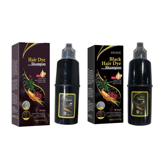100ML 3-in-1 Hair Color Shampoo Ammonia-Free Herbal Ingredients Moisturising Protecting Hair Black Hair Dye