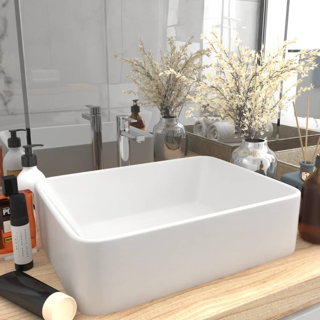 Luxury Wash Basin Matte White 41 X 30 X 12 Cm Ceramic