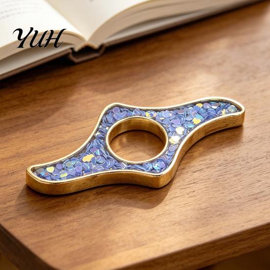 Reading Accessory One Hand Book Page Holder, Glitter Thumb Ring Holder for Reading, Stabilizer Clip Metal Opener Students Readers Tool