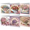 6PCS DIY Rhinestone Diamond Art Mosaic Postcards Diamond Art Greeting Cards Creative Birthday & Thanksgiving Card Kit