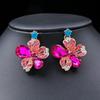 3pcs Classical and Elegant Colored Flower Necklaces and Earrings Set with Zircon Inlay For Dinner Red Carpet Accessories