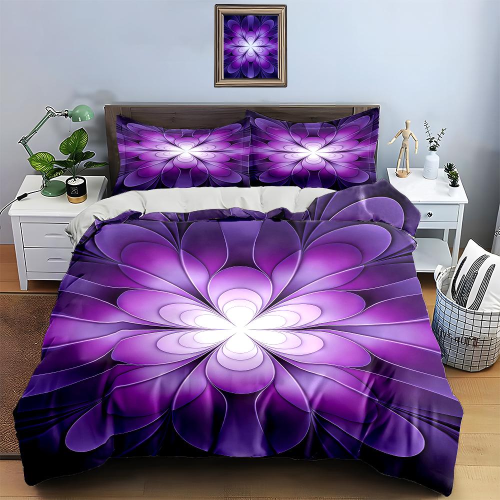 Purple, floral, abstract Bedding Duvet cover sets Duvet covers Pillowcases gifts (1 * Duvet Cover 2 * Pillowcases, without duvet insert)