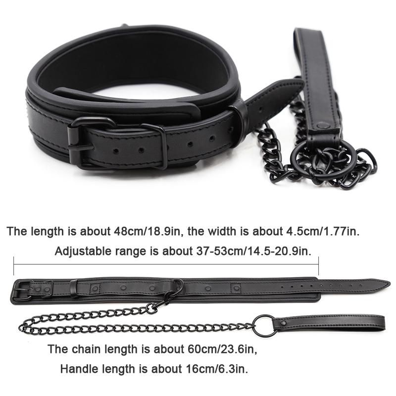 Collar Leather And Iron Chain Link  Slave Collars Women Bondage Collar Sex Toys For Couples Adults Sex Restraints