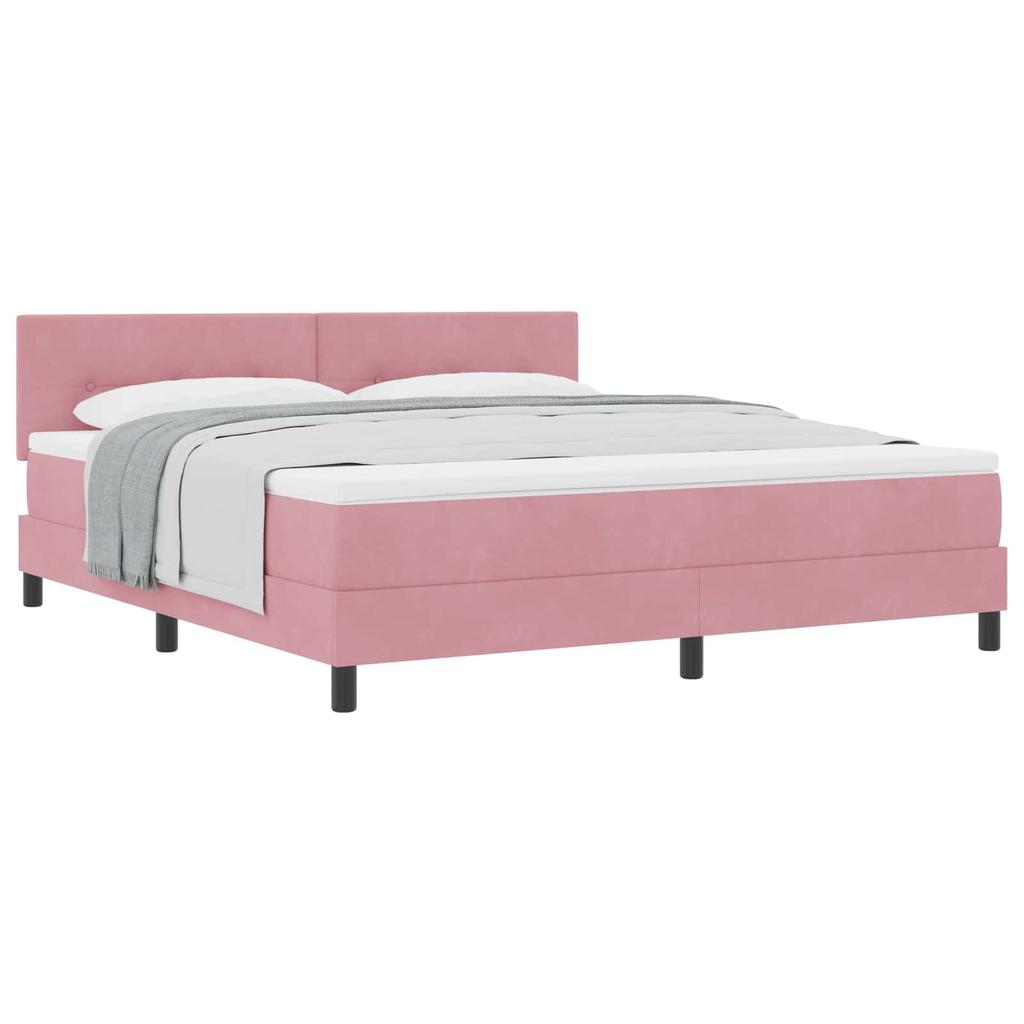 Box Spring Bed with Mattress and Headboard Pink 180 x 200 cm Velvet