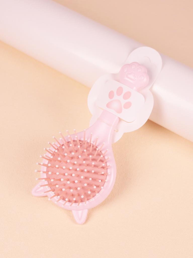 Portable Kawaii Cat Shaped Anti-static Airbag with Mirror Comb, Salon Hair Styling Airbag Mirror Comb Special for Real Hair Wigs