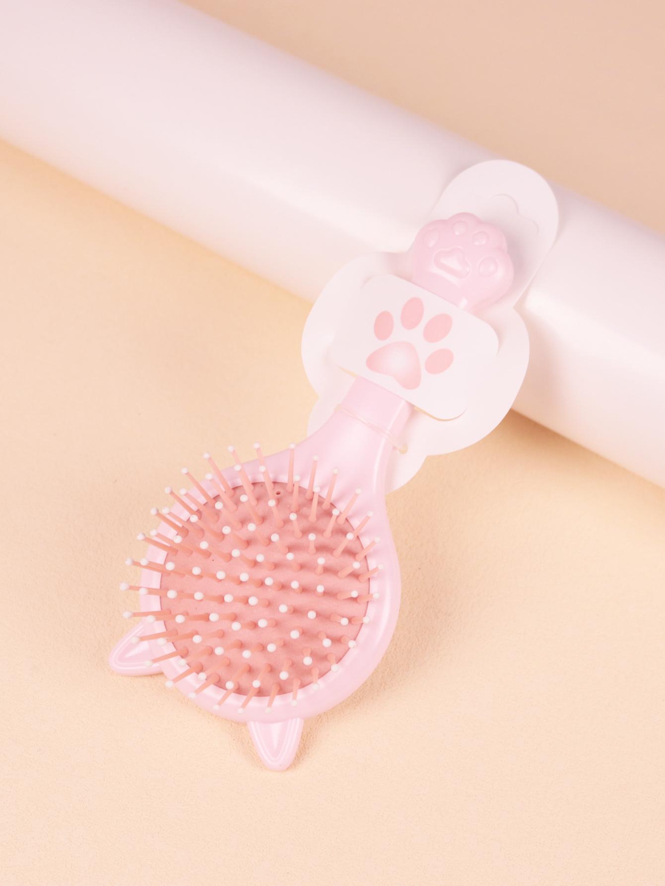 

portable Kawaii cat shaped anti-static airbag with mirror comb, salon hair styling airbag mirror comb Special for real hair wigs