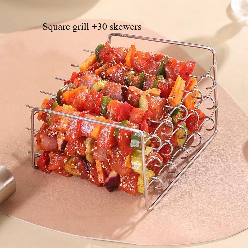 1Set Stainless Steel Grill &Skewers,24/36/48 Pcs Needle,BBQ Set, Air Fryer,Oven,Grill,Skewers,grill Accesories Kitchen Tools