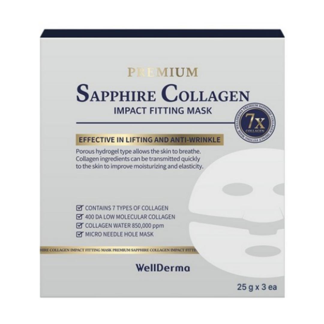 

Wellderma Premium Sapphire Collagen Impact Fitting Mask — 25 г на лист × 3 листа — 1 набор