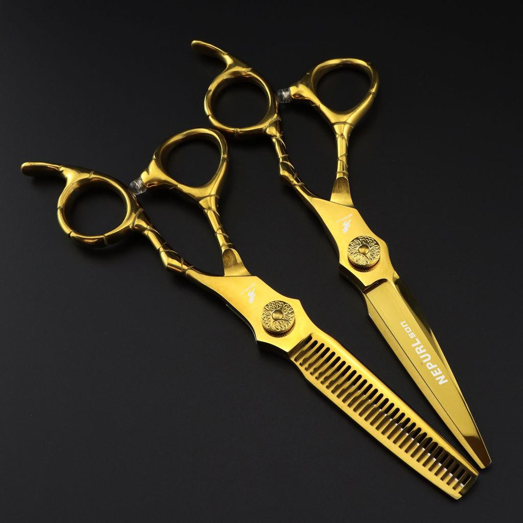 6.0 Inch Nimpson Colored Alligator Plaid Handle, Hair Scissors, Hair Scissors, Flat Scissors, Thin