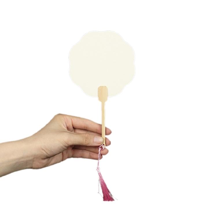 Chinese Rice Paper Fan White Round Fan with Tassels DIYs Blank Fan Decors
