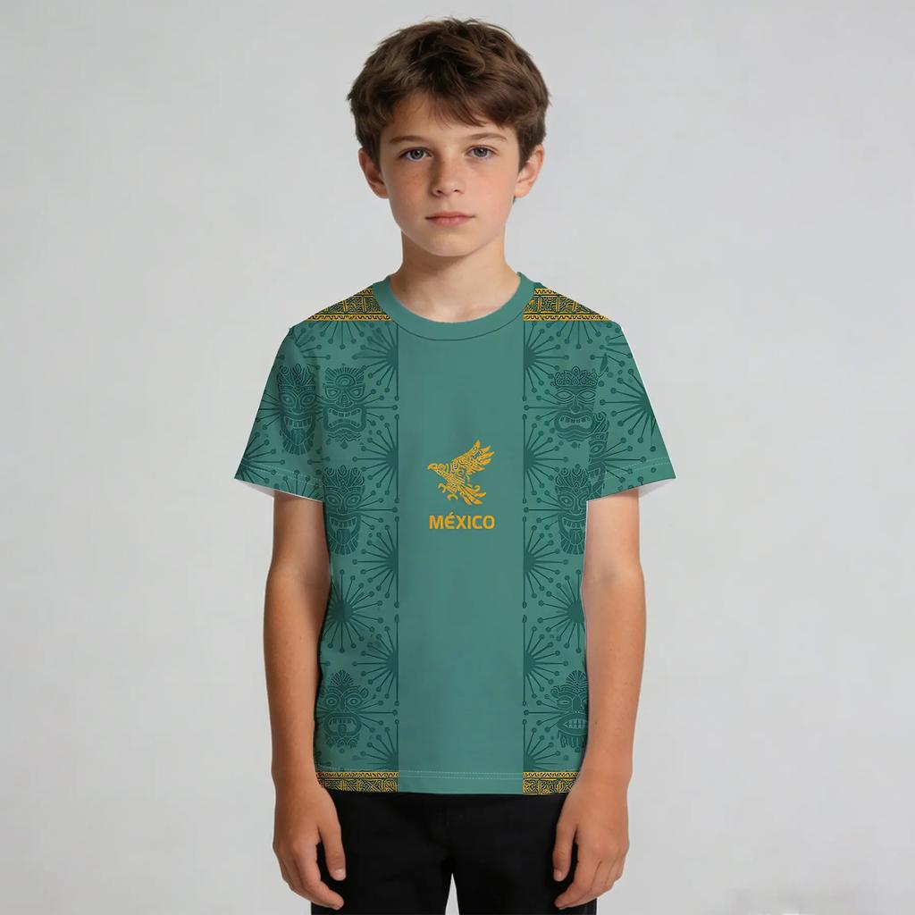 Kids Mexico Letter Print Short Sleeve T-Shirt, Casual Themed Top