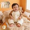 Newborn Velvet-Lined Raglan Long Sleeve Coral Fleece Jumpsuit
