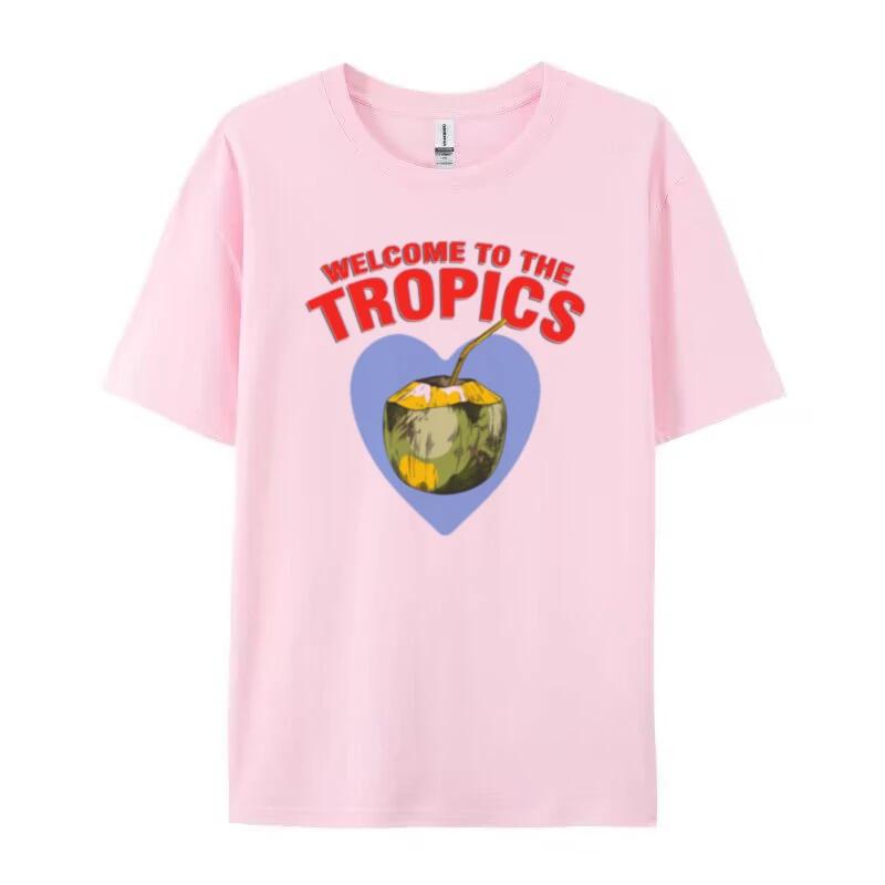 Retro Style Coconut Print Tropical Beach T Shirt Summer Vsco Aesthetic Graphic Tees Cute Vacation Tops Women Fashion Clothing