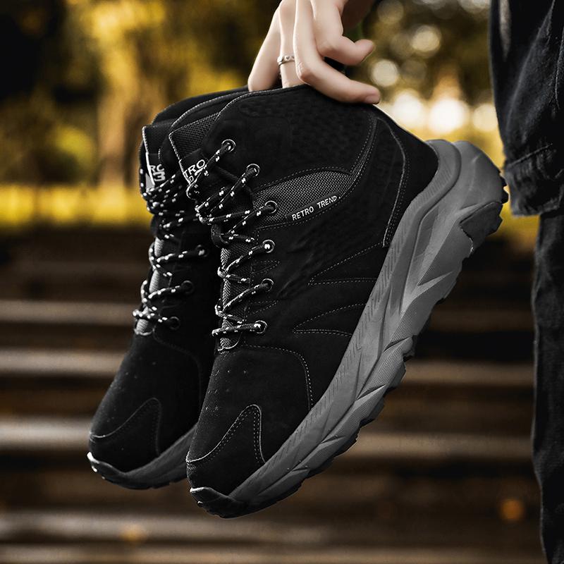 High Top Chunky Sneaker Plus Size 45 Men Women Winter Plush Snow Boots Fashion Casual Cow Suede Height Increased Platform Shoes
