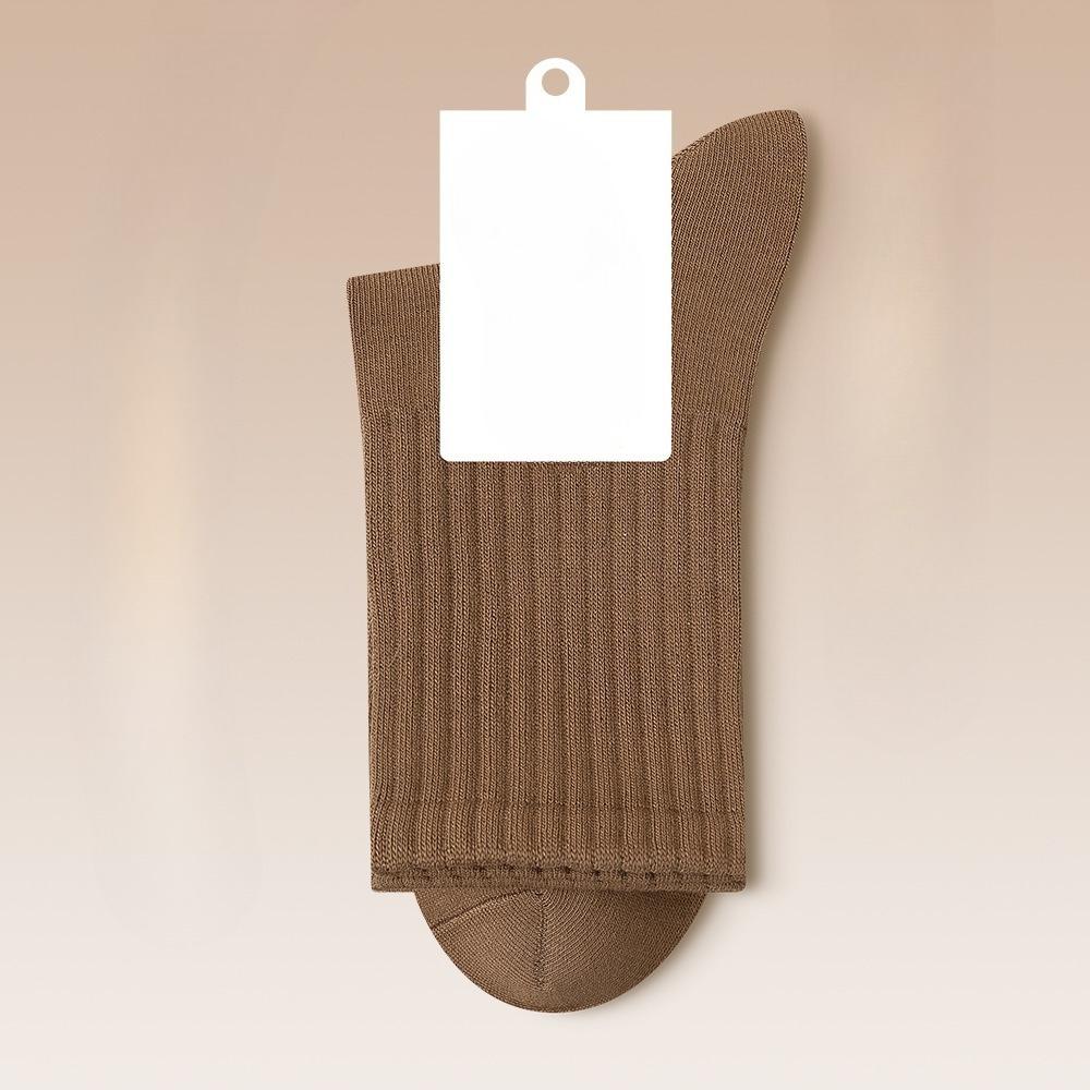 Ladies Spring and Autumn Pure Cotton New Solid Color Rubber Band Antibacterial Sports Leisure Sweat Absorbing Tube Cotton Socks