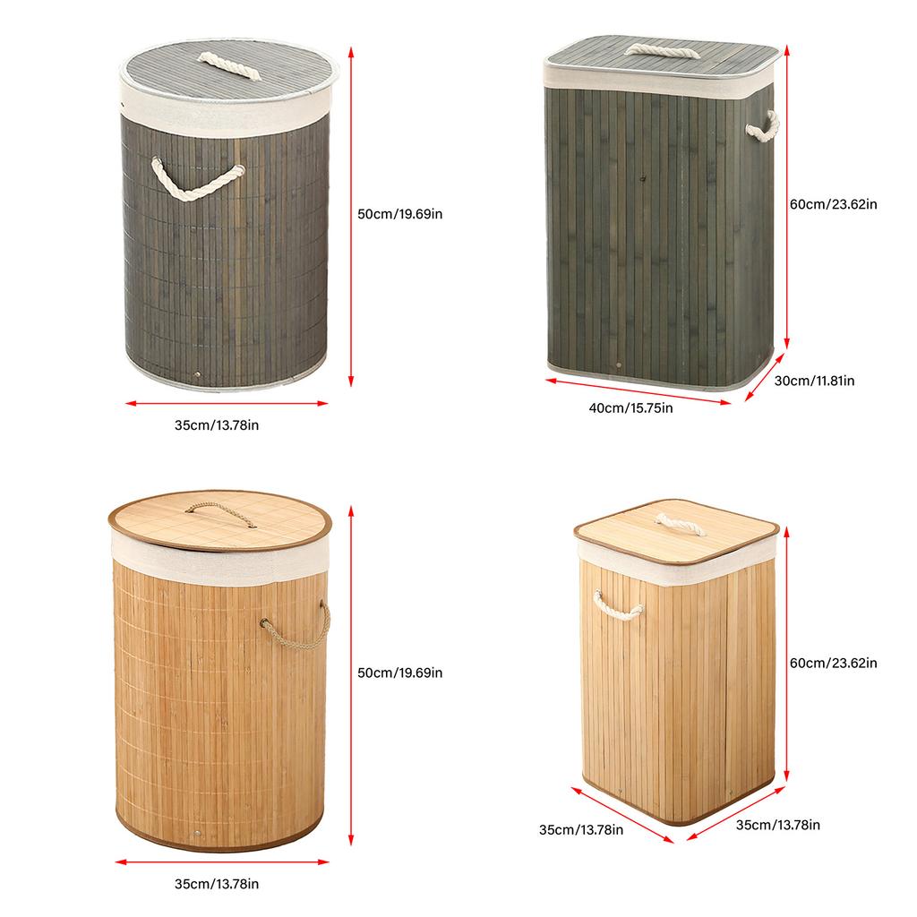 Clothes Basket Foldable Laundry Basket Grocery Basket Bamboo Large Capacity Dirty Clothes Storage Bucket for Home Laundry Hamper