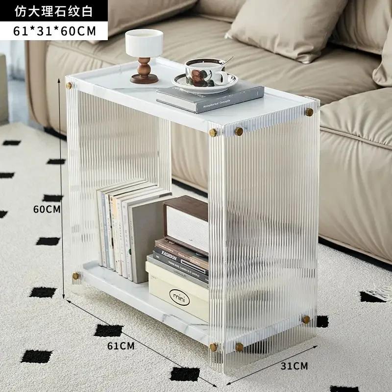 Transparent Acrylic Coffee Table, Double Layered Tea Table, Large Capacity Storage Rack, Living Room Side Table,Nordic Furniture