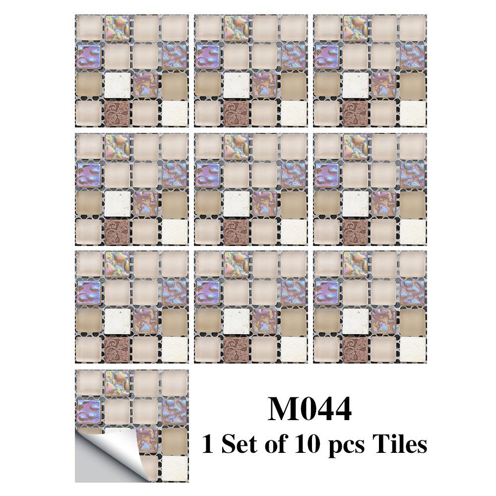 10PCS Mosaic Style Tile Simulation Stickers Self-adhesive Kitchen Waterproof PVC Wall Stickers Living Room Bathroom Decoration