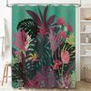 Tropical Leaf Shower Curtain Botanical Floral Print Nature Greenery Bathroom Decor Washable Waterproof Modern Home Textile