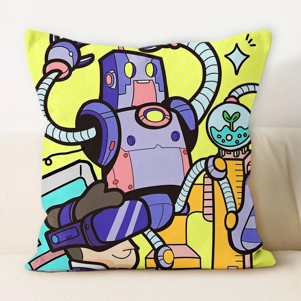 Drawing Graffiti Backrest Square Office Pillow Cover Funny Graffiti Pillow Home Sofa Cushion Cover