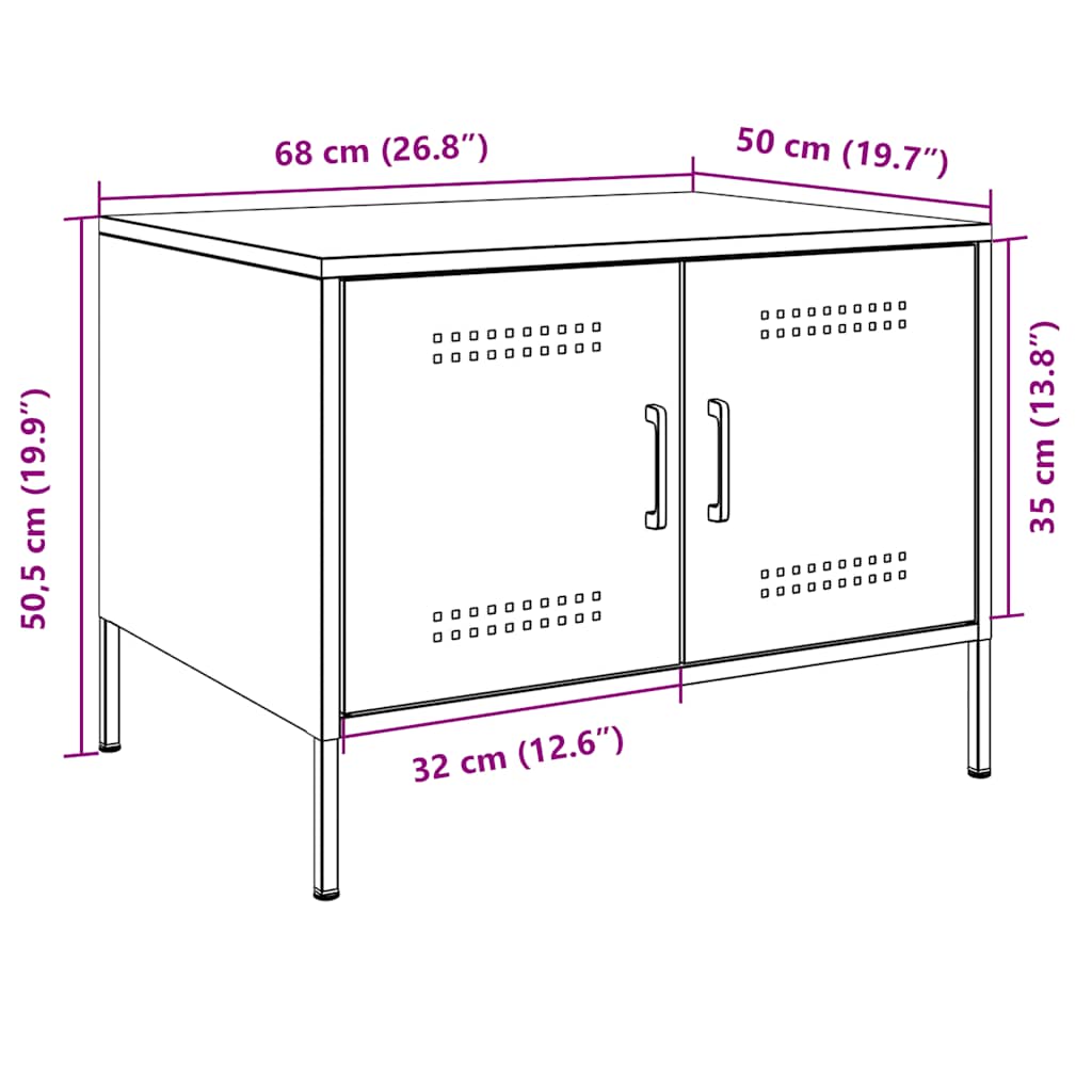 Coffee Table Black 68x50x50.5 Cm Steel