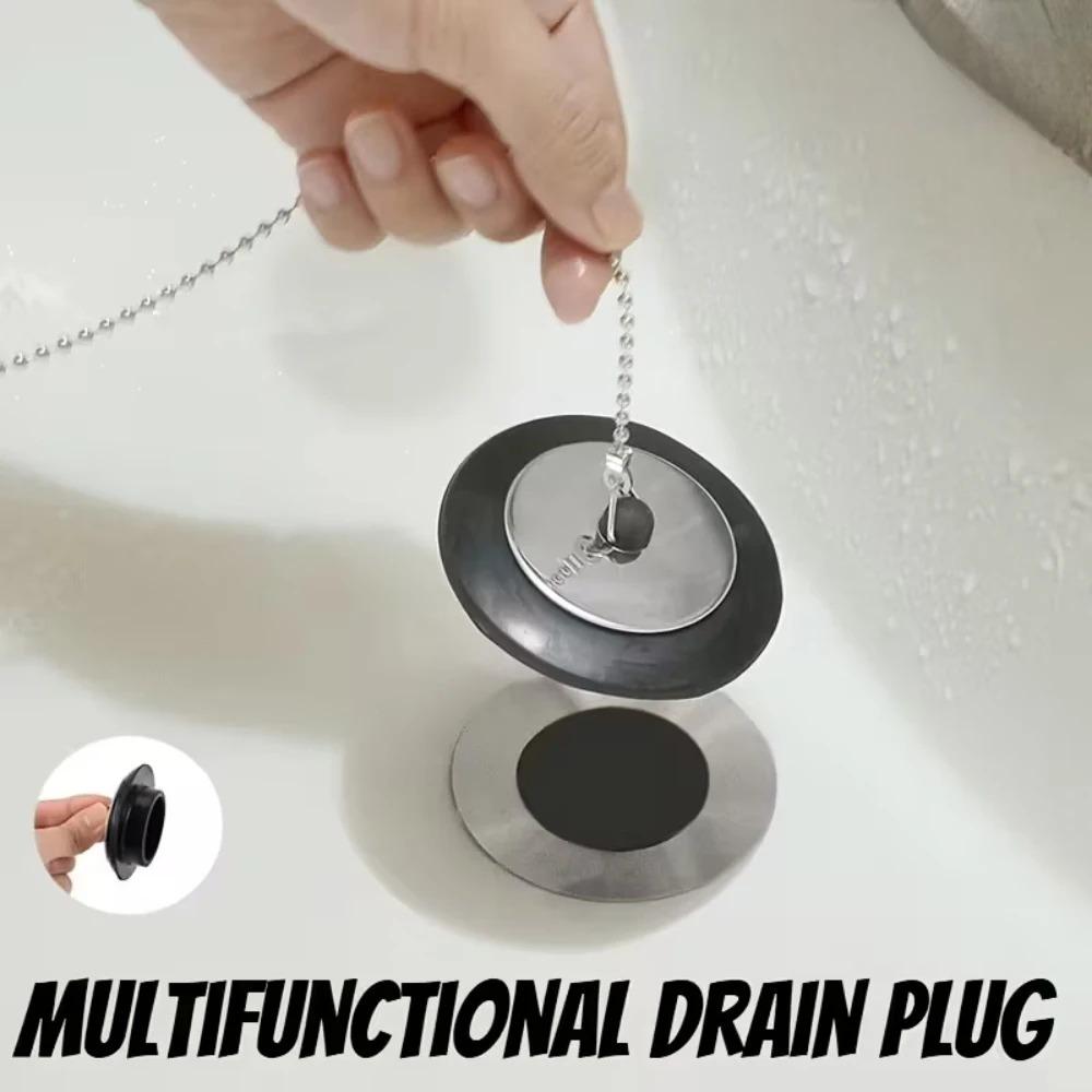 1PC Universal Rubber Tub Stopper with 40cm Chain Hanging Ring Bath Tub Drain Plug Bathtub Shower Accessories Kitchen Sink Plug