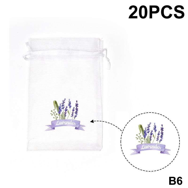 20Pcs Lavender Pattern Drawstring Mesh Bags Dried Flower Herbs Spices Storage Bag Odor-Eliminating Breathable Fragrance Pouches
