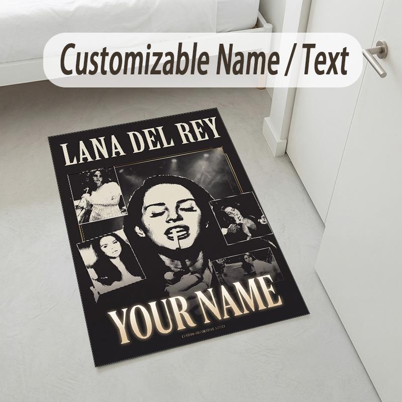 Personalized Crystal Velvet Carpet,Lana Del Rey Custom Printed Name, Plush Area Rug For Home Indoor Decor