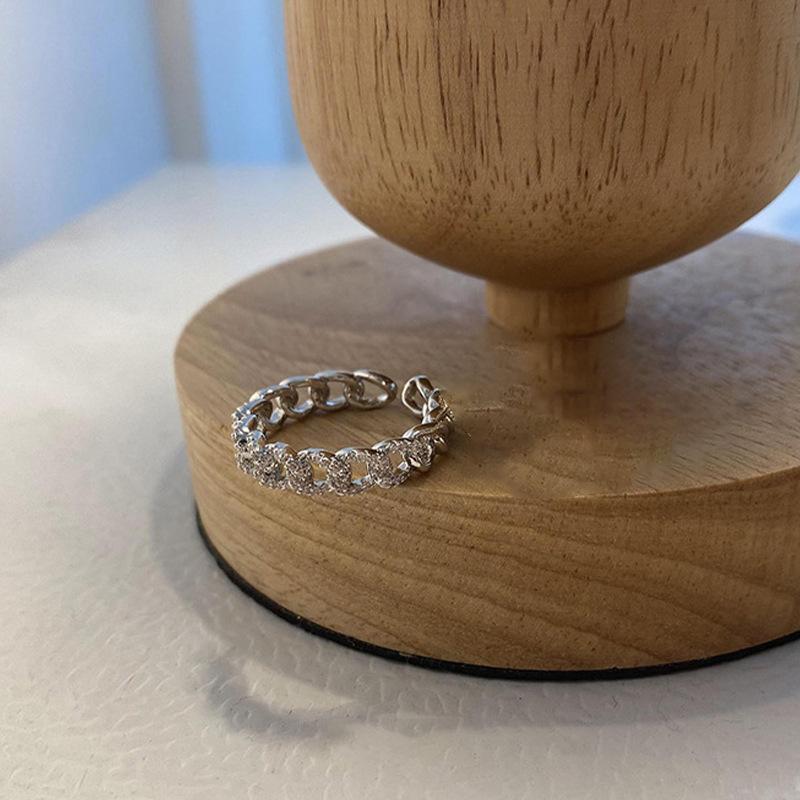 Rhinestone Exquisite Korean Fivepointed Star Adjustable Open Ring For Women Fashion Jewelry