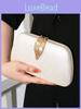 Vintage Pu Evening Clutch With Metal Leaf Cover For Formal Occasions