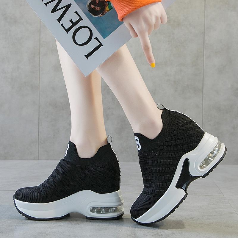 Air Cushion Shoes Women's Shoes New Fashion Breathable Mesh Casual Shoes Inner Height Increase Women's Shoes Small Size