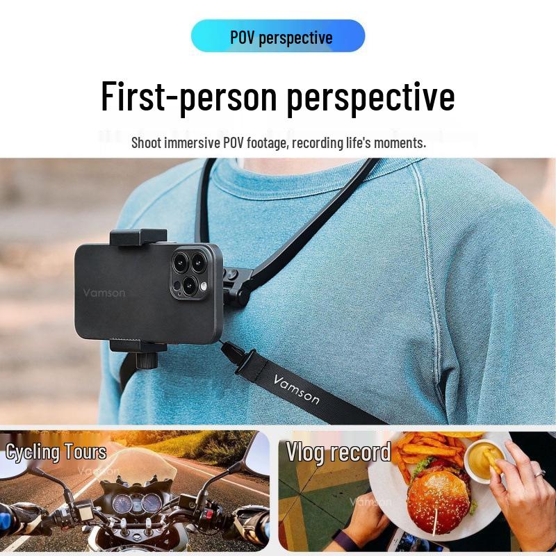 Hands-Free Action Camera Chest Mount & Neck Strap for First-Person Shooting, Outdoor Live Streams, and Cycling