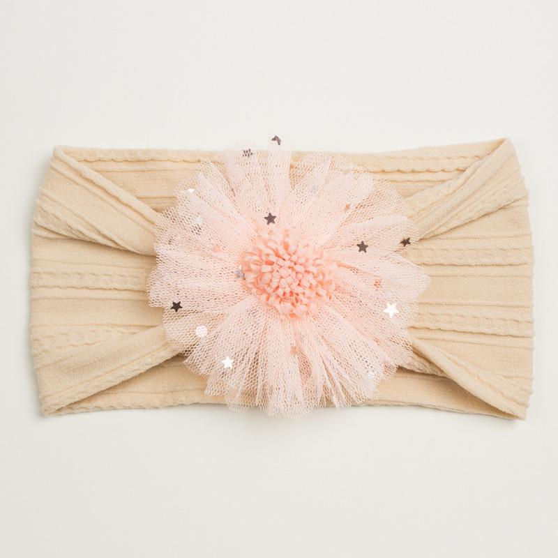 Summer New Girls' Hair Accessories, Baby Candy Color Flower Seamless Wide Headscarf, Baby Nylon Headband