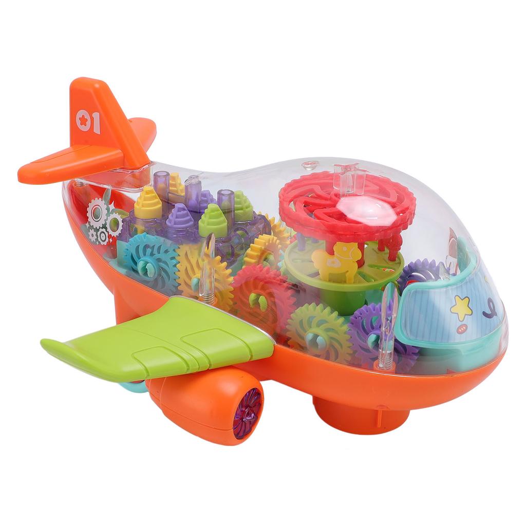 Children Electric Airplane Toy Universal Simulation Airplane Model Transparent Gear Airplane Toy wit