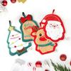 Christmas Hand Towel Set Coral Velvet Xmas Tree Santa Claus Hand Towels Absorption Quick-Drying Hand Towel For Kitchen Bathroom