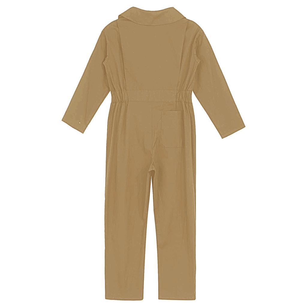 Kinder Jungen Langarm Overall Jumpsuit Umlegekragen Frontreißverschluss Einfarbig Stilvolles Outfit