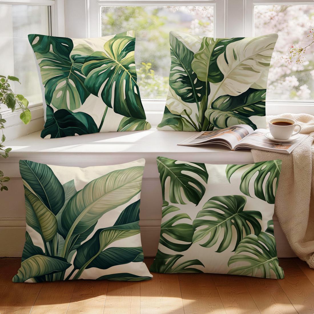 Exquisite Fashion Items Unisex Tropical Leaves In Summer Cushion Covers Pillowcase Fantasy-Inspired Home Decor Sofa Cushion Cover Living Room Bed Car Decor