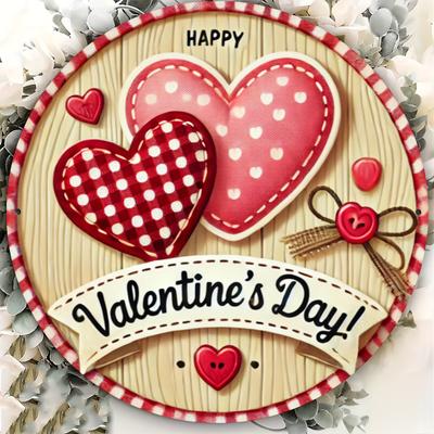 Wooden Valentine's Day Round Wood Sign, 1 Pc, Waterproof Wall Art for Home, Garden, Patio Decor, Durable Indoor/Outdoor Emblem  Fade-Resistant