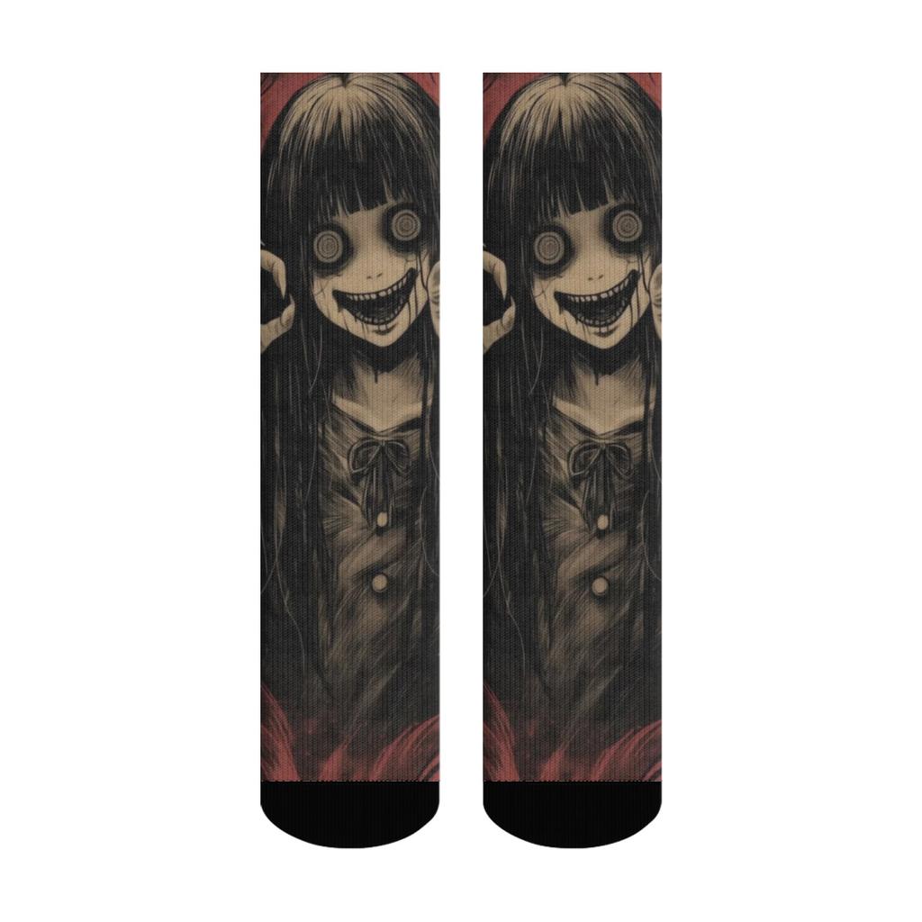 Retro Anime Horror Female Ghost Fun Socks Novelty Happy Crazy Socks Street Hip Hop Compression Socks Soft Breathable Unisex Gift