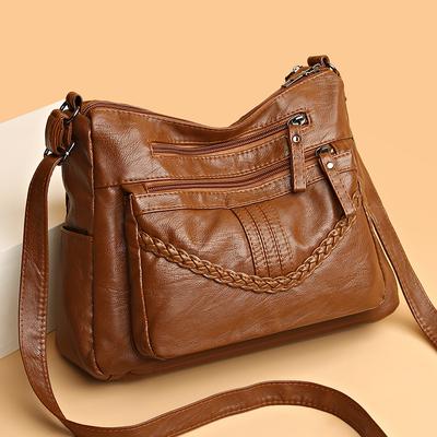 Women's Bag PU Soft Leather Feeling Crossbody Bag Large Capacity Simple Shoulder Bag Casual Mother Bag Tote Bag