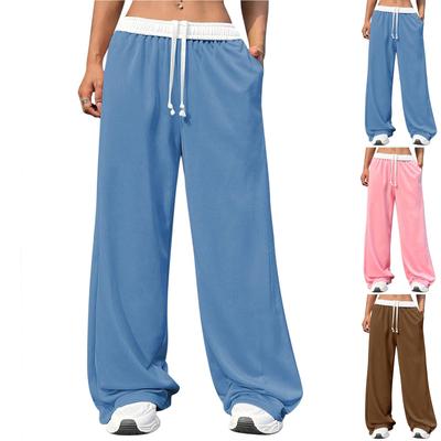 Women's Winter Sweatpants Solid Color Casual Pants Women's Fleece Sweatpants Wide Leg Straight Pants