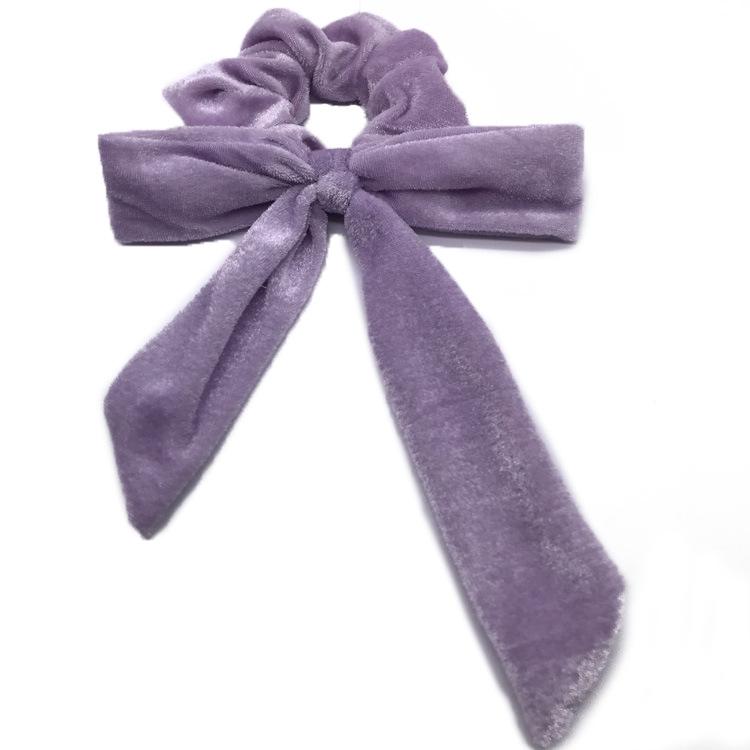 Korean Velvet Bow & Ribbon Swallowtail Scrunchie for Women