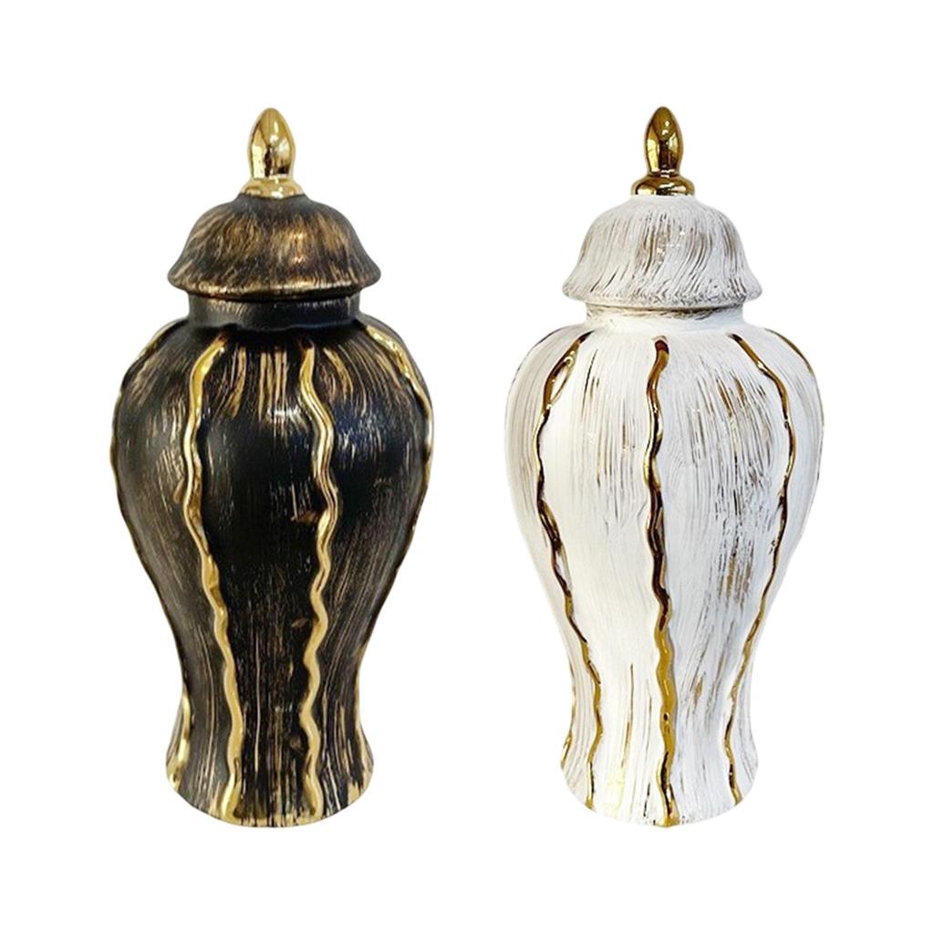 Ceramic Flower Vase with Lid for Display and Storage in Living Room or Office