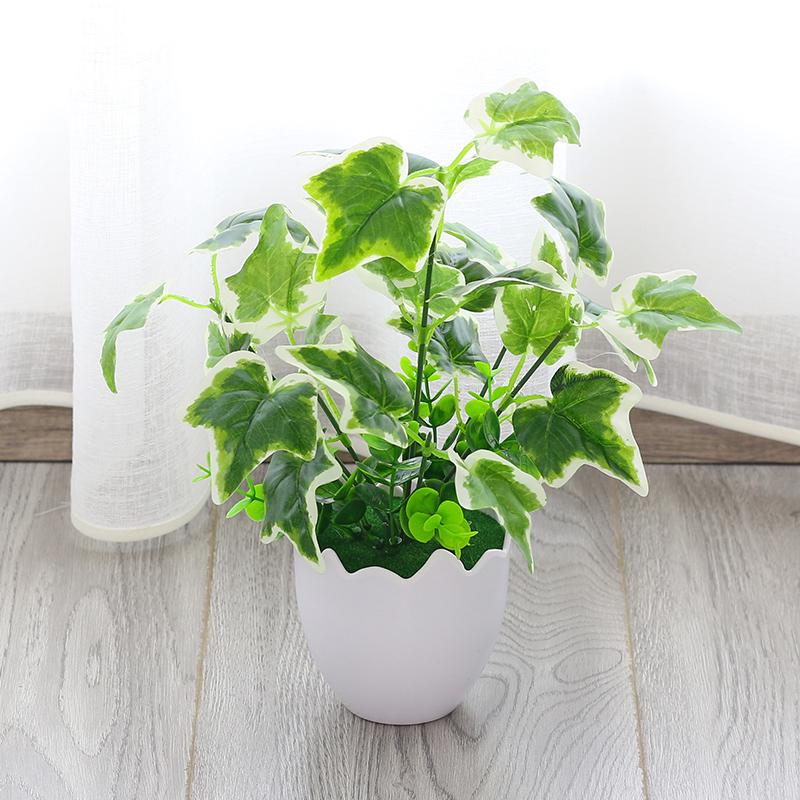 Ornements de Plantes Artificielles Vertes Premium pour Bureau - Décor Herbe et Fleurs en Soie