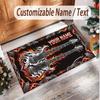 Music Guitar Theme Soft Crystal Velvet Rug Custom Name & Text Print Non Slip Floor Rug for Bedroom Living Room