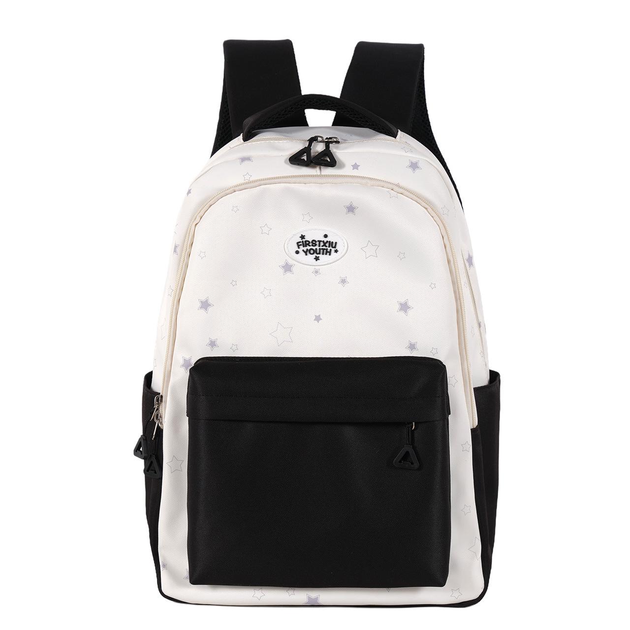 Color Block Women s Cartoon Backpack Student Large Capacity Schoolbag